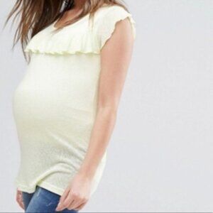 ASOS Mama Licious Yellow Claribel Frill Jersey Top